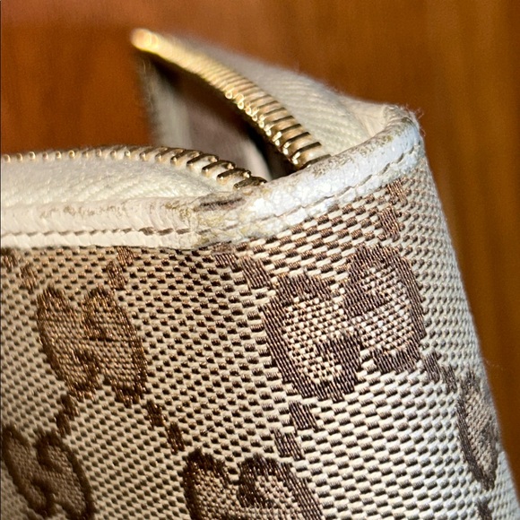 Authentic Gucci GG Zip Around Canvas Agenda with Charm Zipper Pull